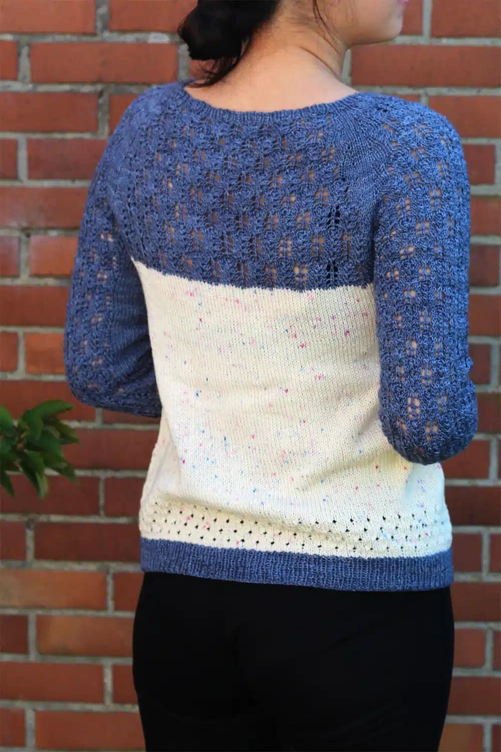 pull femme tricot Weyi manches 3/4 dentelle