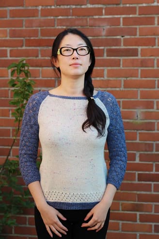 pull femme tricot Weyi manches 3/4 dentelle Xiaowei Design